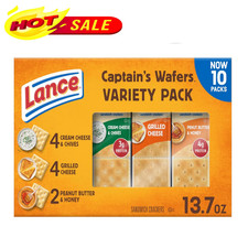Lance Sandwich Crackers, Captain's Wafers, Variety Pack, 10 Individual Packs, 6