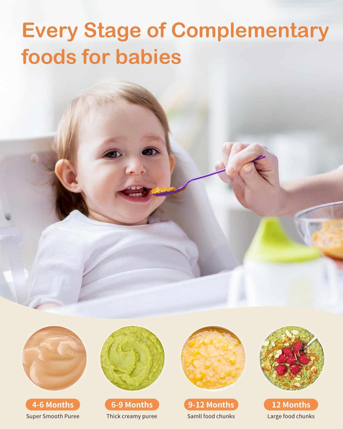 13-in-1 Baby Food Maker, Blender, Containers, Freezer Tray, Silicone Spoons