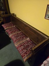Beautiful Vintage Church Bench / Pew with  Red Cushions