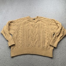 Polo Ralph Lauren Sweater Womens Small Brown Aran Cable Knit Wool Cashmere Blend