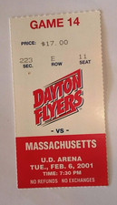 2001 Dayton Flyers vs UMass Massachusetts Basketball Ticket Stub UD Arena