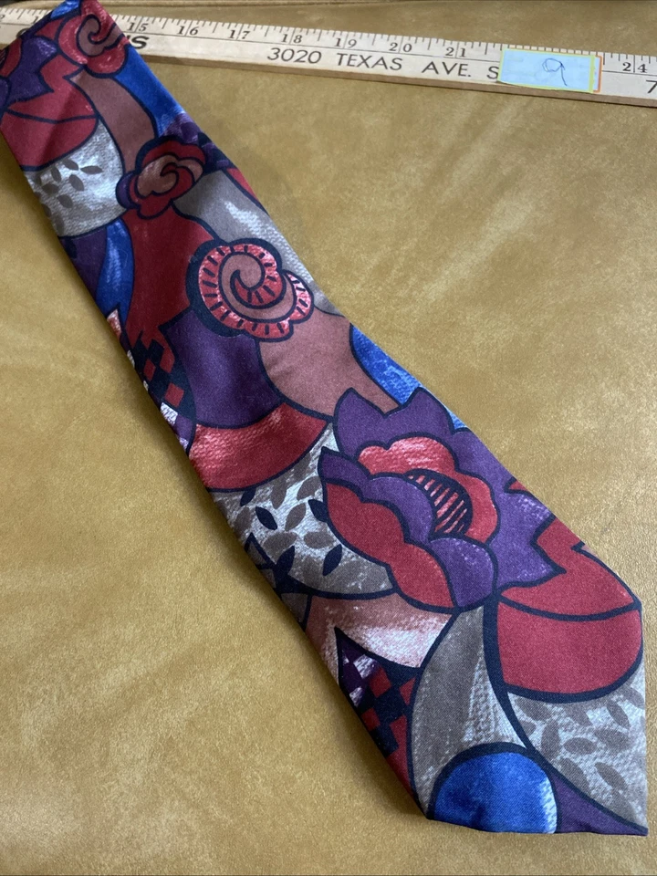 Gianni Italian Import Tie Multi Colored Floral Design Vibrant Vintage 54x3.5 - Image 2 of 4