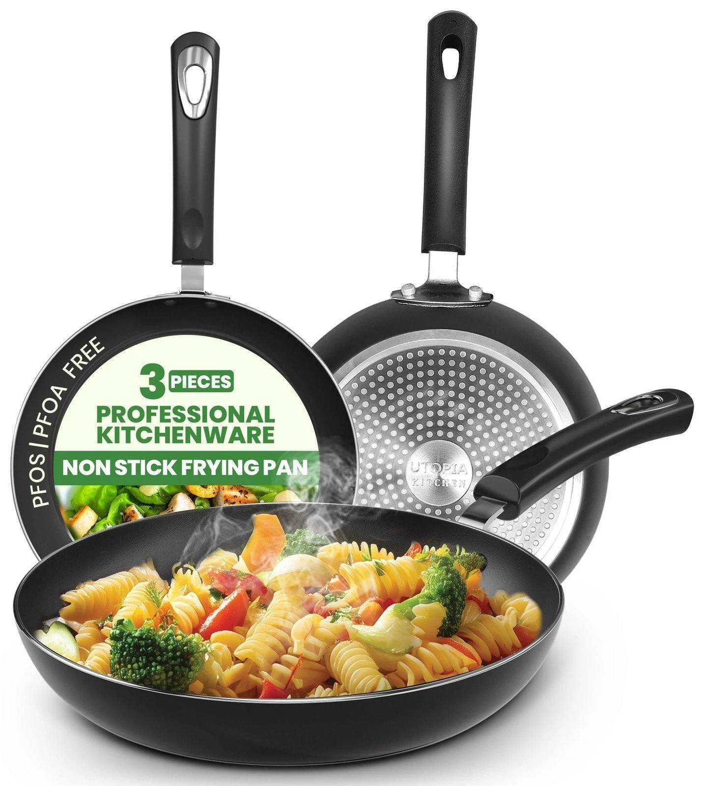 Utopia Kitchen Nonstick Cookware 3 Piece Omelette Pan Skillet Set, Nonstick...
Opens in a new window
