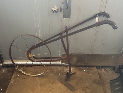 Antique Single Wheel Cultivator Garden Tool Early Plow With Cast