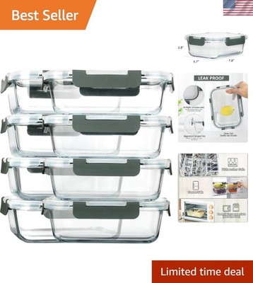 Space-Saving 8-Pack Glass Meal Prep Containers for Healthy On-the-Go Meals