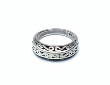 Sterling Silver 925 Openwork Scrolled Dome Tapered Band Ring Sz. 8