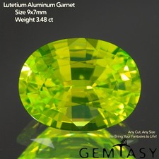 Cut stone - LuAG Lutetium Aluminum Garnet Yellow lab grown Oval 9x7mm 3.4-4.5ct
