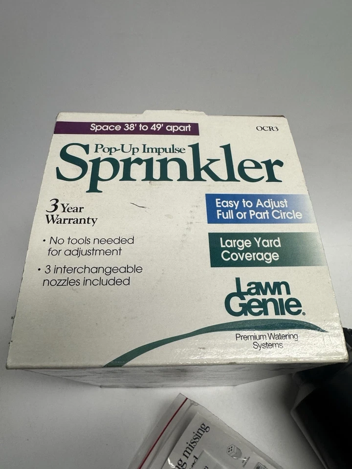 Aspersor de impulso emergente de área grande modelo OCR3 Lawn Genie de colección como nuevo 38'-49' Foto 3 de 4