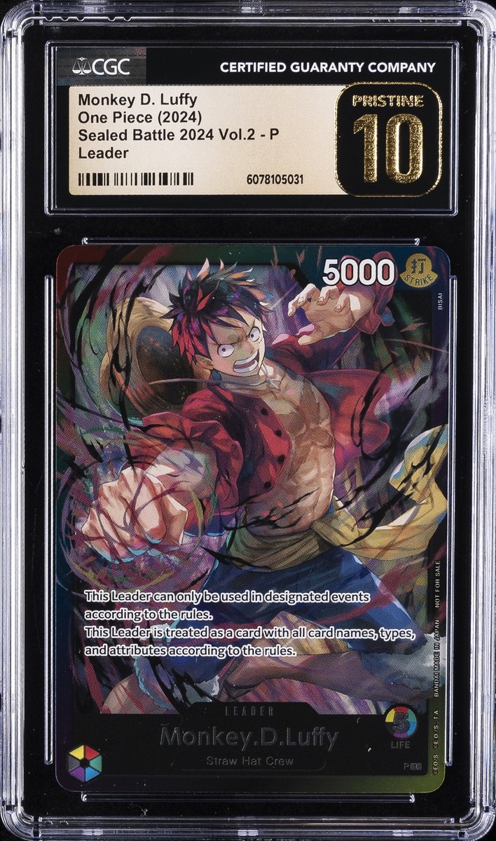 one piece card game sealed battle 2024 vol 2 2024 ONE PIECE SEALED BATTLE 2024 VOL.2, LEADER MONKEY D. LUFFY CGC 10  PERFECT