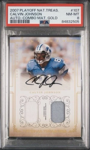 2007 National Treasures - Calvin Johnson Rookie Patch Auto Gold #10/10