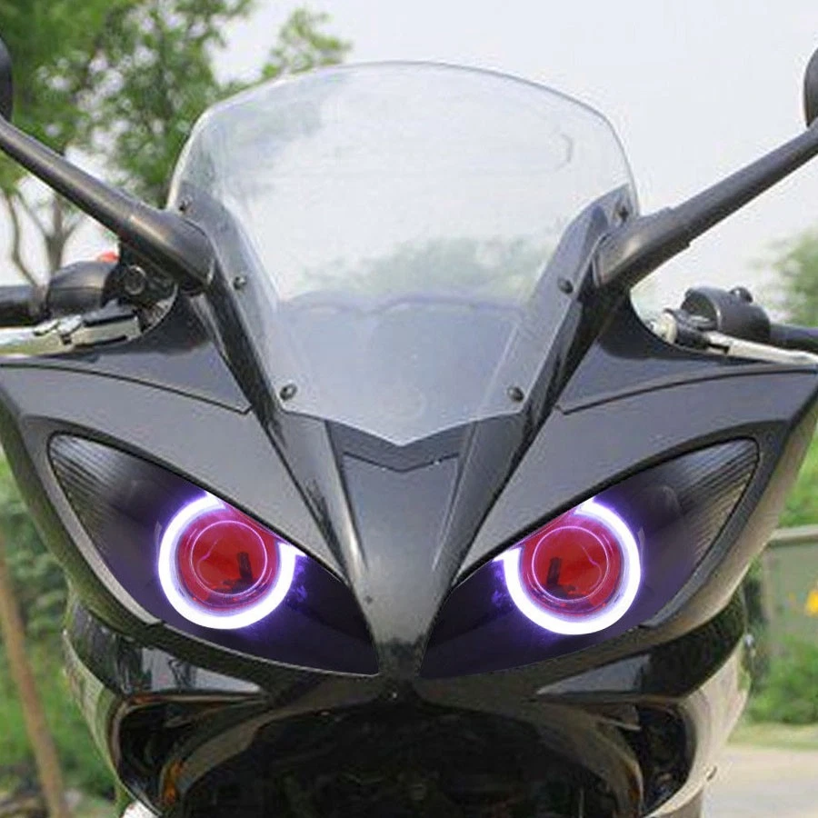 Hi/Lo Beam Angel Devil Eyes HID Assembly Headlight For Yamaha FZ6S 2003-2009 US - Image 2 of 4