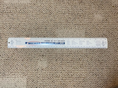 #ad #ad Vtg 1966 Wickes Lumber amp; Building Supply Center 18quot; Metal Ruler Birch Run Mich. $17.99