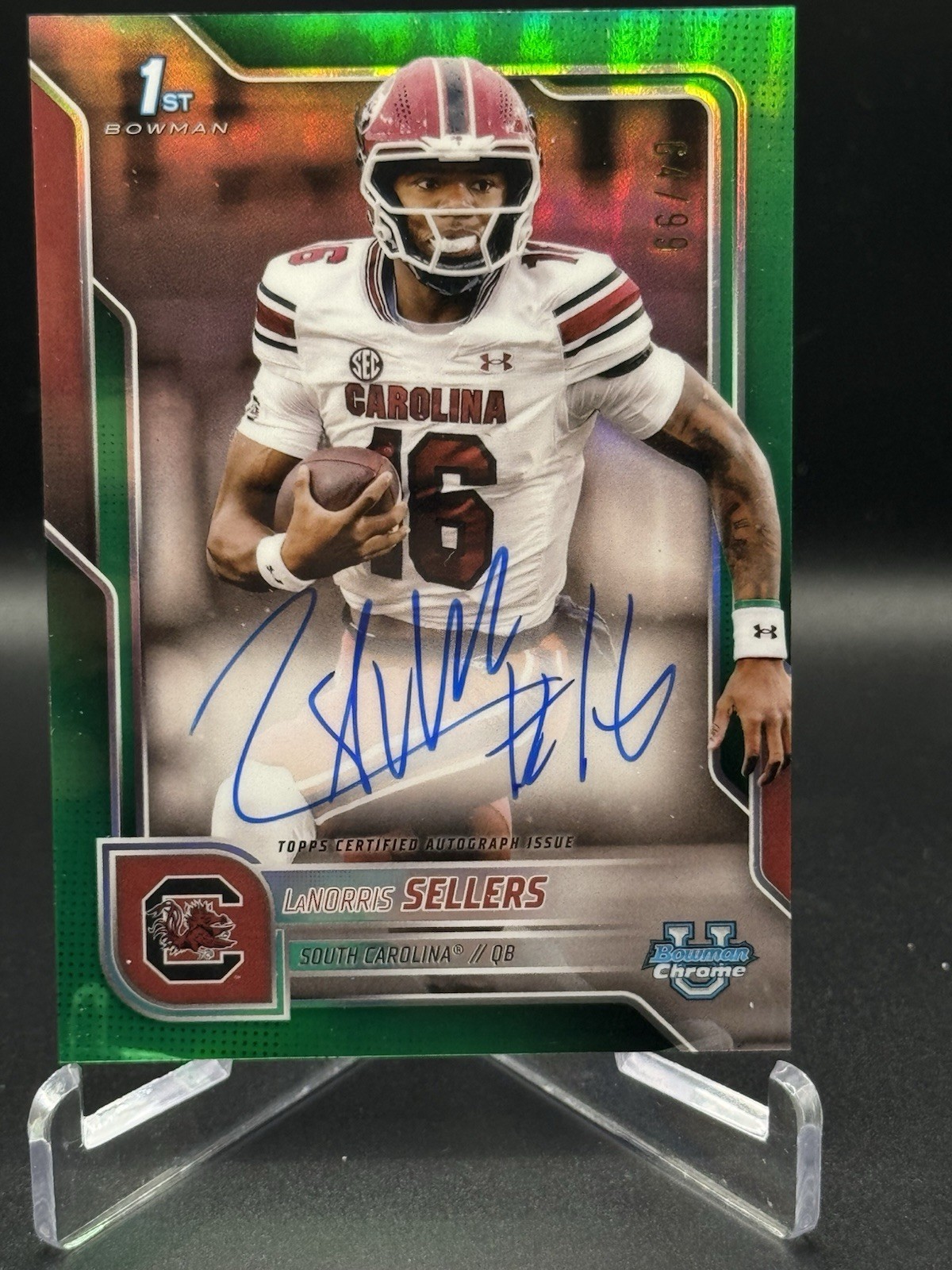 2025 Bowman Chrome University LaNorris Sellers #BCA-LNS Green Refractor Auto /99