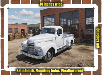 Metal Sign - 1949 International Harvester Pickup Truck Oil Painting - 14x10