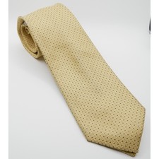Yellow Micro Pattern Silk Necktie Blue Dotted Geometric Formal Business Tie