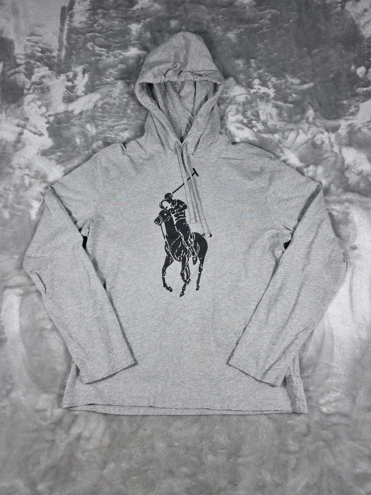 Polo Ralph Lauren Camicia con Cappuccio Uomo Media Grande Pony Logo Manica Lunga Grigio M