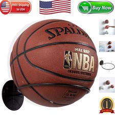 Sleek Wall-Mounted Sports Ball Holder   Durable Metal Storage Rack, Black