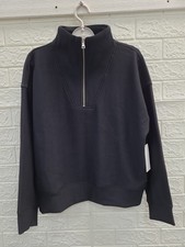 New DKNY Tech Ottoman Half Zip Mock Neck Sweatshirt Women's US Size L