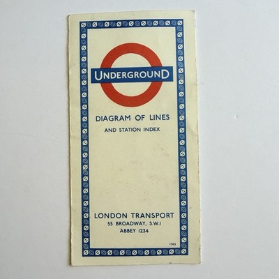 Vintage 1965 London Underground Tube Map Diagram of Lines Station Index Garbutt
