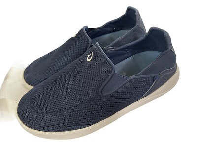 OLUKAI NOHEA PAE, MENS DARK BLUE TEXTILE SLIP ON SHOES, SIZE  display picture 1