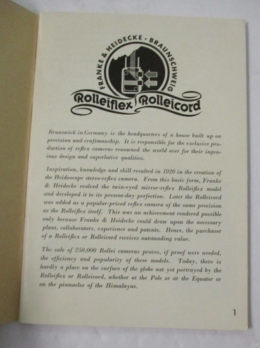 ROLLEICORD / ROLLEIFLEX 1930s Illustrated Camera Booklet - Picture 2 of 7