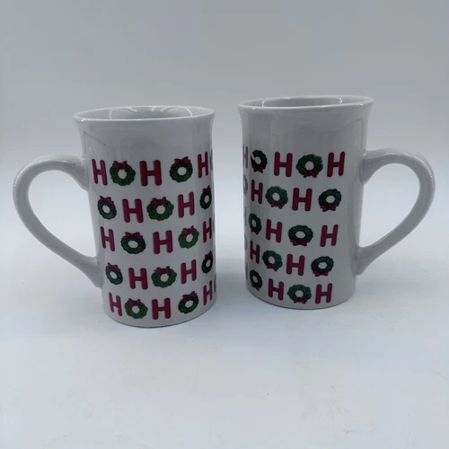 Vintage “HoHoHo” Coffee Tea Cups Christmas Wreath 4.75” Royal Norfolk