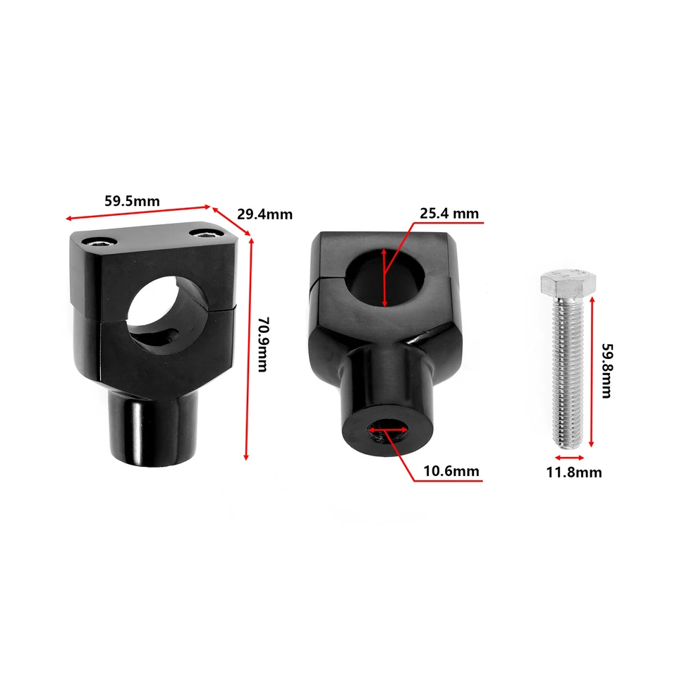 Elevador de manillar negro de 1" para motocicleta Honda Shadow Ace Phantom VLX 750 1100 Foto 2 de 4