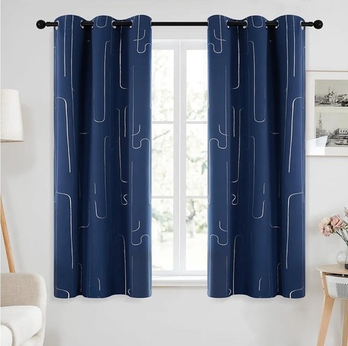 Deconovo Room Darkening Curtains, Window Drapes with Line Foil Print