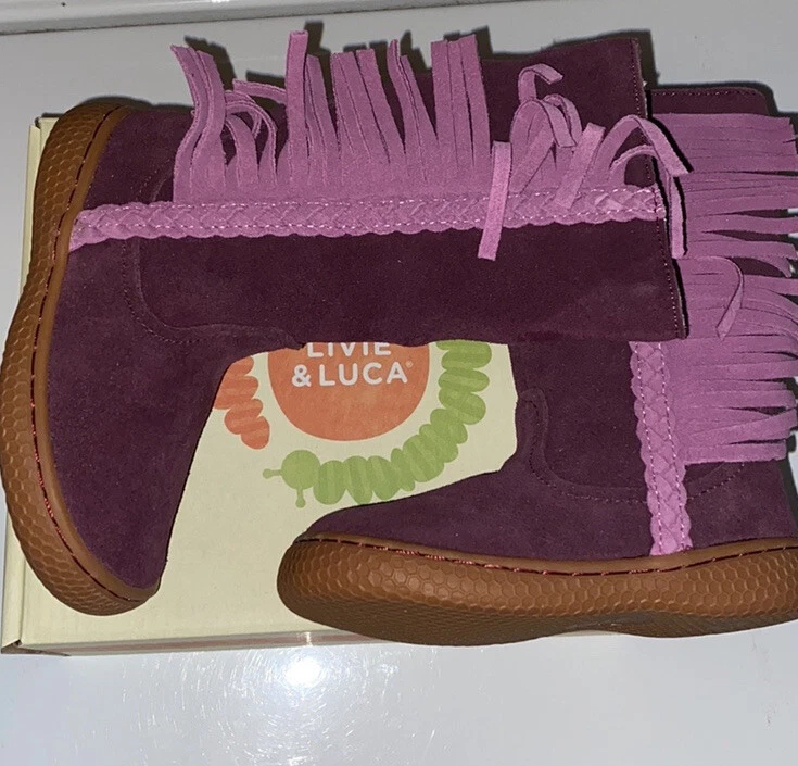 NUEVAS BOTAS COMPLETAS CON FLECOS Matilda Jane Livie & Luca Gamuza Púrpura, Talla Niño 4 Nuevas en Caja Foto 2 de 4