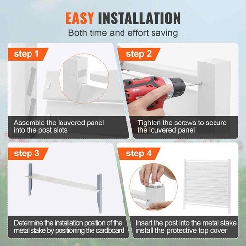 48 in. W x 48 in. H Vinyl Privacy Fence Panels Air Conditioner Fence Outdoor Pri - Picture 6 of 8