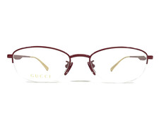 Gucci Eyeglasses Frames GG0339OJ 004 Titanium Red Oval Half Rim 53-19-140