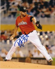 RICKY NOLASCO   FLORIDA MARLINS   ACTION SIGNED 8x10