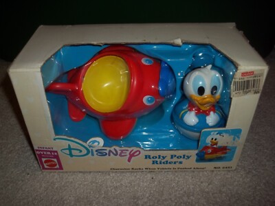 New Disney Roly Poly Riders Donald Duck 1991 Vintage Rare Mattel Infant 12+ NIB
