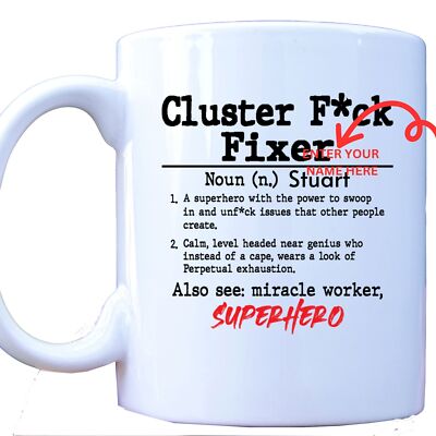 Personalisierte Cluster F*ck Bastler Tasse lustige Definition Geschenk für Mitarbeiter Büro