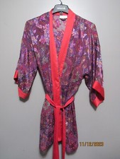 VINTAGE VICTORIA'S SECRET KIMONO ONE SIZE ROBE RED  PURPLE FLORAL PAISLEY VGUC