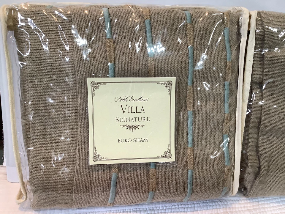 2 БЛАГОРОДНОЕ СОВЕРШЕНСТВО Вилла Подпись Фонтейн Льняная Смесь Евро Накидки Новые! - Изображение 2 из 4