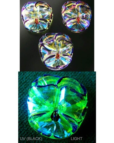 3 Czech VASELINE Crystal Glass Buttons #B696 - 24 mm or almost 1" - PANSY WOW!!