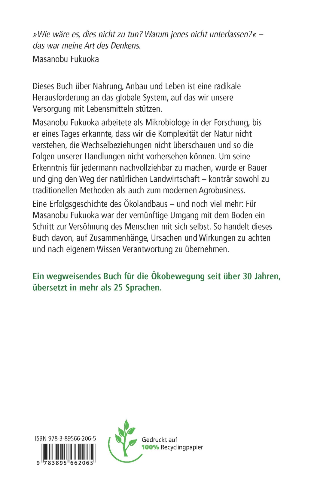 Thumbnail - Masanobu Fukuoka; Cecile Sprenger; Ronald Steinmeyer / Der Große Weg
