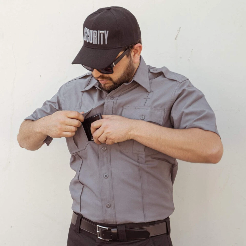 First Class 100% Polyester 4 Pocket Hidden Zipper Uniform Shirt - Short Sleeve - Image 3 of 4