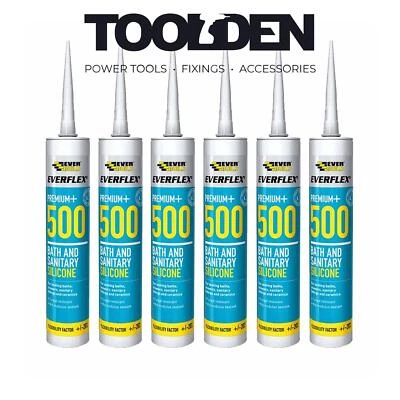 Everbuild Everflex 500TR Bath & Sanitary Silicone Sealant Clear 295ml (6 Tubes)