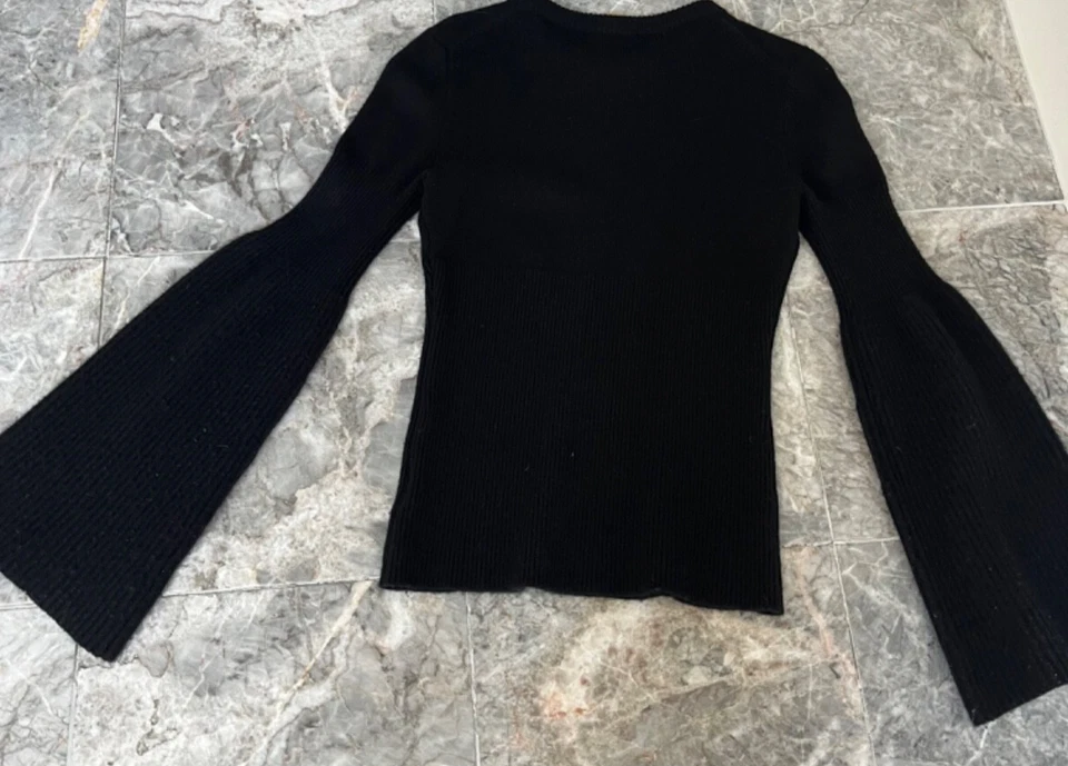 Suéter Michael Kors Collection Negro Manga Cintura Mezcla Cachemira Talla XS Foto 2 de 4