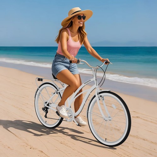 MOONCOOL Beach Cruiser Bike for Adults, 24" 26" 7-Speed Bicycle for Women Men - Picture 12 of 57