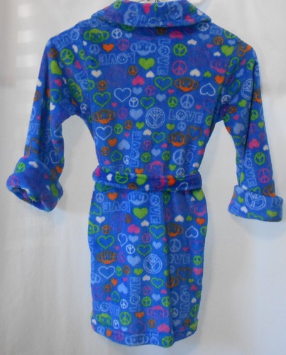 Girl size 5-6 (Small) Drama University plush bathrobe, peace signs, hearts - Picture 5 of 5