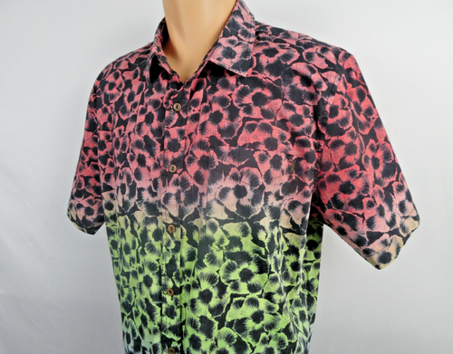 Ripcurl Men's XL Shirt Short Sleeve Multicolor Rainbow Floral Stretch Cotton - Picture 2 of 9