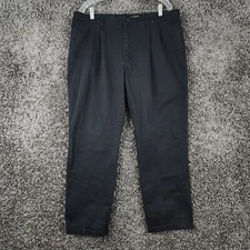 Wrangler Mens Black Relaxed Fit Pleated Straight Leg Pants Size 38x30