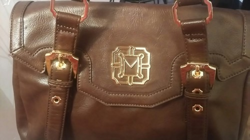 MONET Shoulder Bag Purse Brown Smooth Faux Leather Gold Accents NWOT Gorgeous!! - Picture 2 of 11