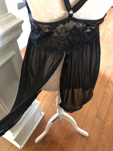 Womens Lace Babydoll Dress Bridal Langerie Negligee Sheer Lace Split V Back New - Picture 5 of 7