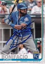 JORGE BONIFACIO SIGNED AUTO'D 2019 TOPPS CARD #427 KANSAS CITY ROYALS TIGERS
