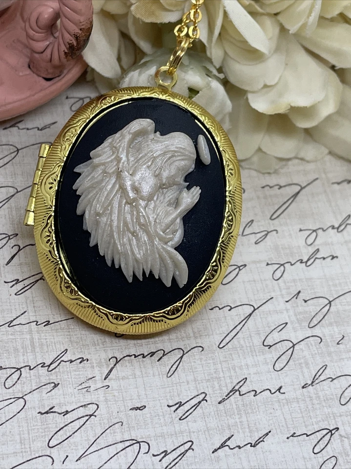 Medallón de Oro Setting Ángel de Oración Ángeles Día de la Madre Camafeo Mamá Hija Regalo Foto 2 de 4