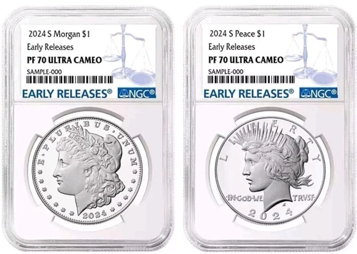 2024 S Proof Morgan & Peace Dollar 2 Coin Set NGC PF70 ER EARLY RELEASES Presale